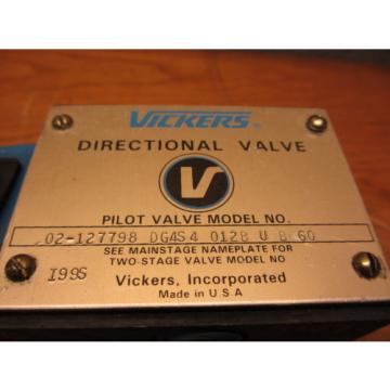 Vickers DG4S4 012B U B 60 Hydraulic Directional Pilot Valve w/ 879141 120V Coil