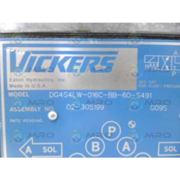 VICKERS DG4S4LW-016C-BB-60-S491 HYDRAULIC DIRECTIONAL CONTROL VALVE Origin NO BOX