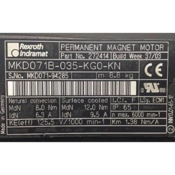 REXROTH-INDRAMAT PERMANENT-MAGNET-MOTOR lt;gt; MKD071B -035 -KG0 -KN