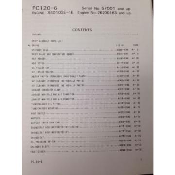 KOMATSU PC120-6 Hydraulic Excavator Parts Manual Book