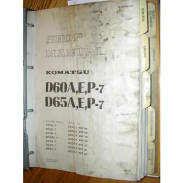 Komatsu D60 D65A,E,P-7 SERVICE SHOP REPAIR MANUAL TRACTOR BULLDOZER BINDER BOOK