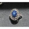 10x8mm 3+ CT LINDE LINDY CORNFLOWER BLUE STAR SAPPHIRE CREATED SECOND RING SS #1 small image