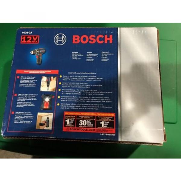 NEW IN BOX - BOSCH 12V MAX; PS31-2A; 3/8&#034; Drill Driver; w/ &#034;2&#034; LITHIUM-ION 2.0Ah #6 image