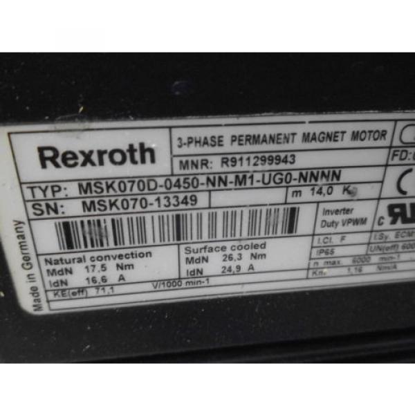 REXROTH MSK070D-0450-NN-M1-UG0-NNNN 3-PHASE MOTOR USED #4 image