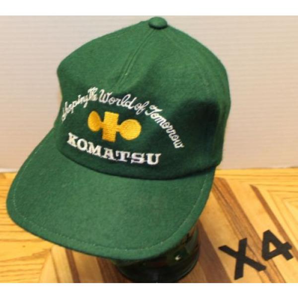 VINTAGE KOMATSU &#034;SHAPING THE WORLD OF TOMORROW&#034; GREEN WOOL HAT ZIP STRAP ADJUST #1 image
