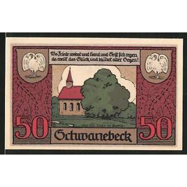 Notgeld Schwanebeck 1921, 50 Pfennig, 1000 Jahre alte Linde &amp; Kapelle, Ortswapp #1 image