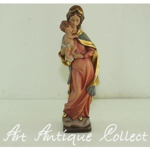 Scultura Legno Linde Maria Madonna Madre Di Dio Gesù Bambino H:38cm #1 image