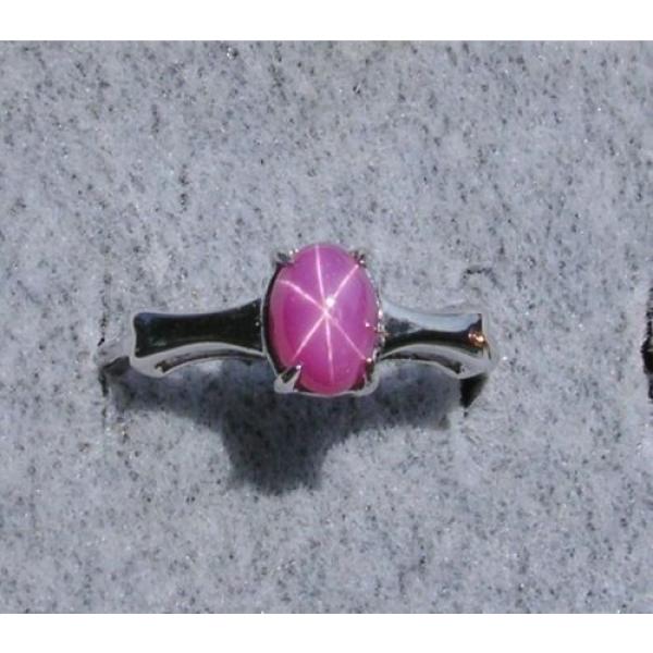 VINTAGE LINDE LINDY PINK STAR RUBY CREATED SAPPHIRE RING RHODIUM PLATE .925 SS A #1 image