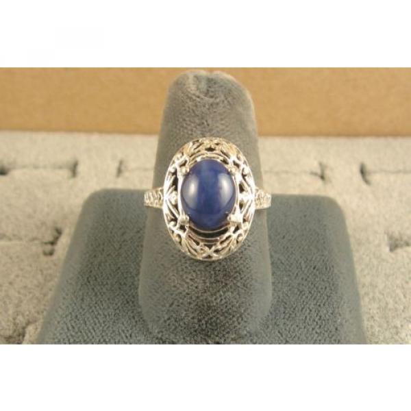 10x8mm 3+ CT LINDE LINDY CORNFLOWER BLUE STAR SAPPHIRE CREATED SECOND RING SS #2 image
