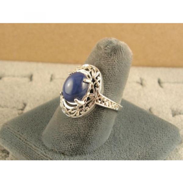 10x8mm 3+ CT LINDE LINDY CORNFLOWER BLUE STAR SAPPHIRE CREATED SECOND RING SS #3 image