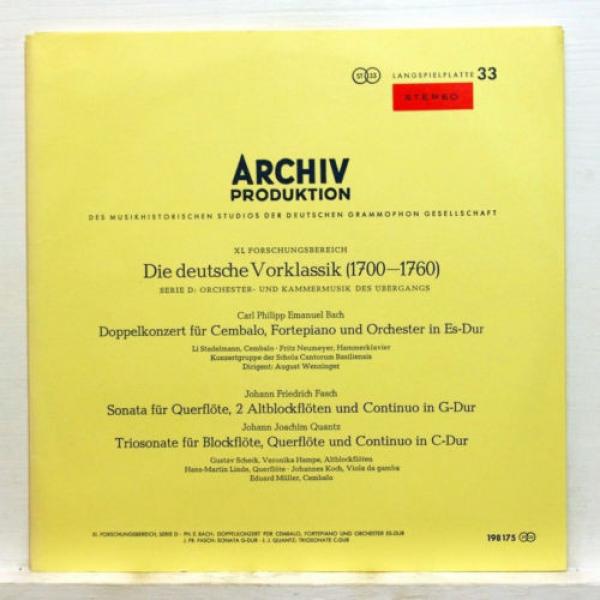 ARCHIV SAPM red stereo KOCH LINDE MULLER - CPE BACH double concerto LP EX++ #1 image