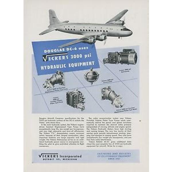 1946 Vickers Aviation Hydraulic Ad Douglas DC-6 Aircraft Airliner Vintage #1 image