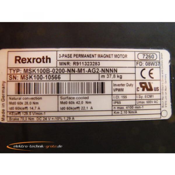 Rexroth MSK100B-0200-NN-M1-AG2-NNNN   3~ Permanent Magnet Motor #3 image