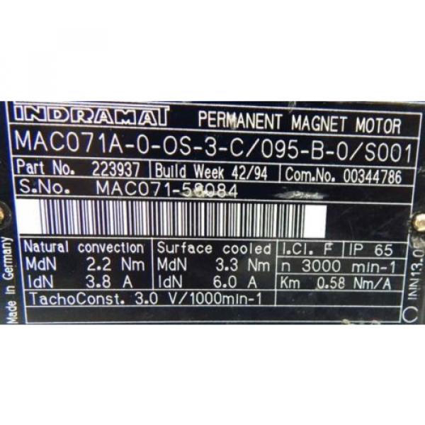 REXROTH INDRAMAT Servomotor MAC071A-0-0S-3-C/095-B-0/S001 -used- #3 image